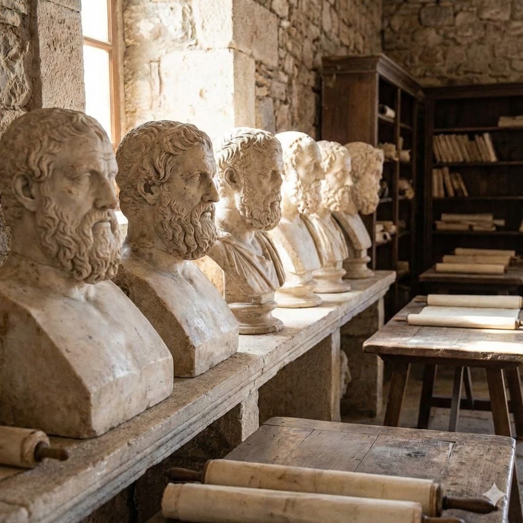 Gallery wall of Stoic portraits